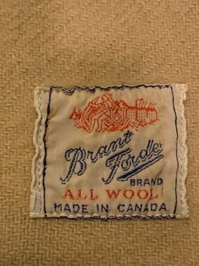 Vintage Brant Forde 100% Wool Blanket - Cream and Orange Label